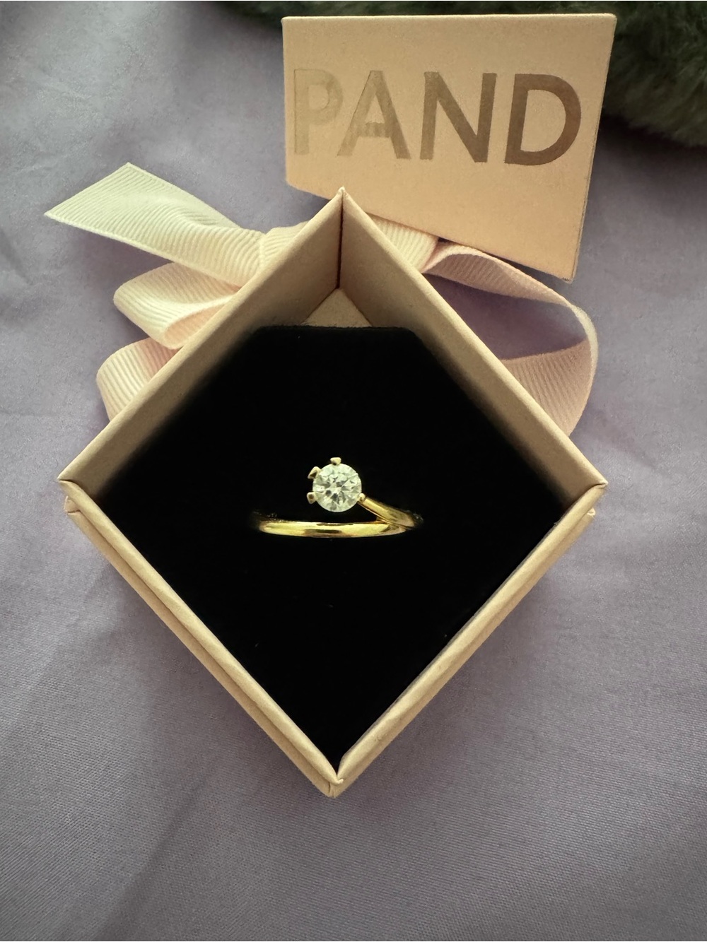 Pandora Nova 14k Yellow Gold Lab Grown Diamond Asymmetric Ring, Size 7
